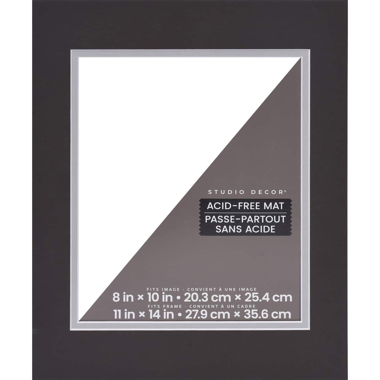 11" x 14" Charcoal Gray & Zinc Double Mat, 8" x 10" Opening Size by Studio Décor®